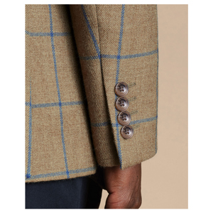 Charles Tyrwhitt Windowpane Wool Texture Jacket – Taupe